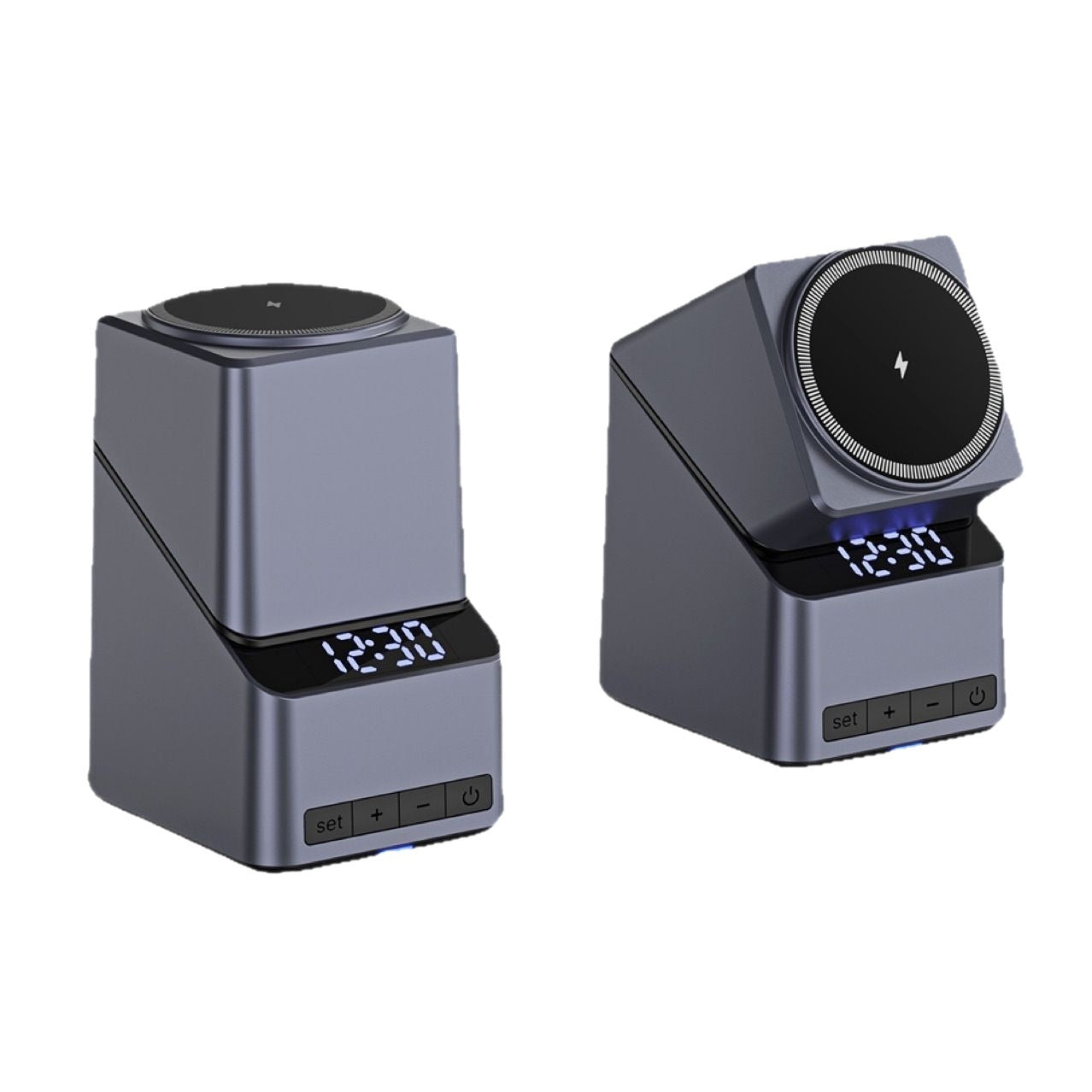 Touch Rotation Adjustment Wireless Charger With Clock