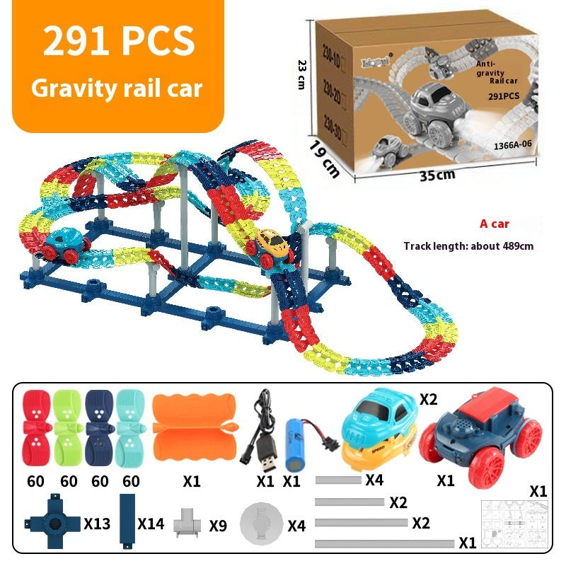 Electric Rail Car Assembled Changeable Train Light Anti-gravity Roller Coaster Racing Toy