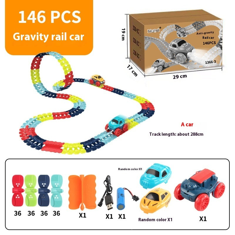 Electric Rail Car Assembled Changeable Train Light Anti-gravity Roller Coaster Racing Toy