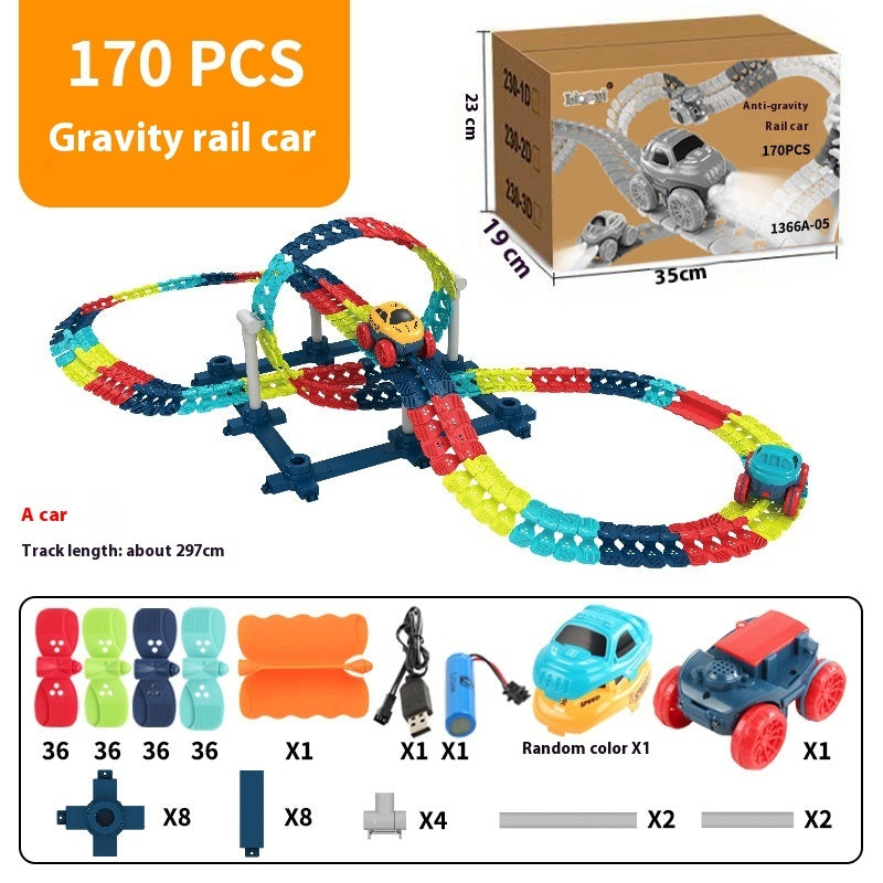 Electric Rail Car Assembled Changeable Train Light Anti-gravity Roller Coaster Racing Toy
