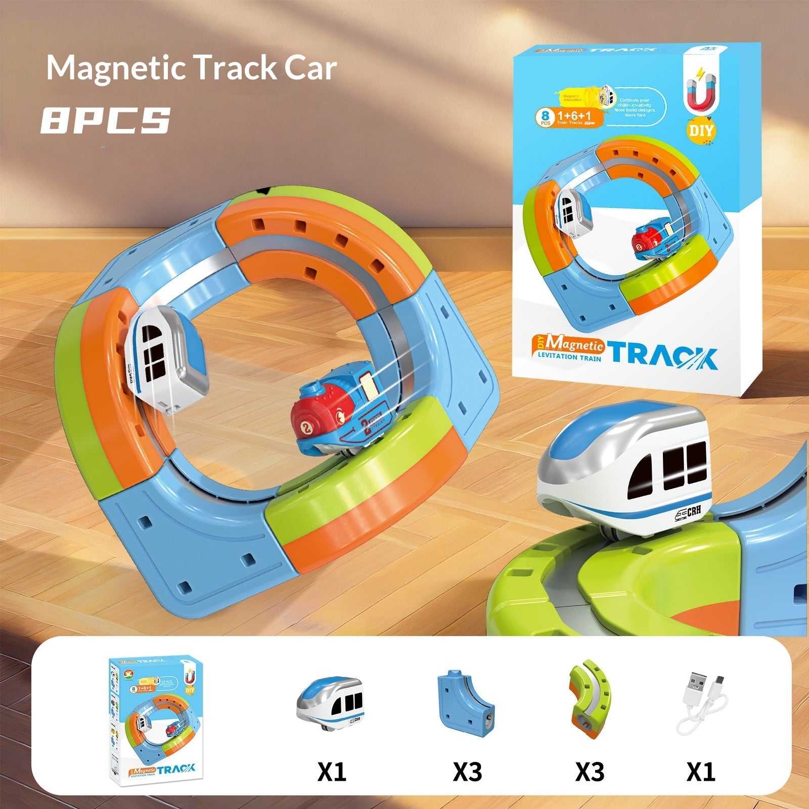 Small Train Track Cube Electric Assembled Building Block Toys