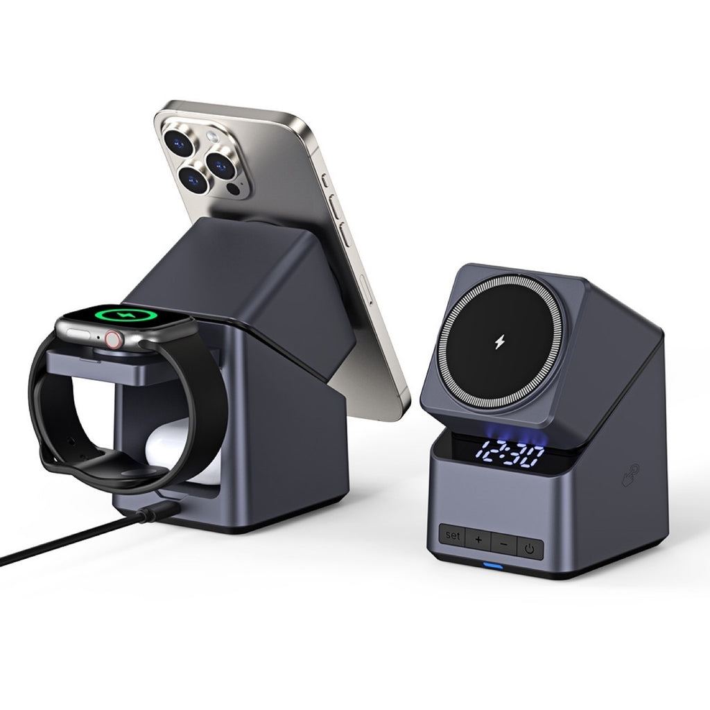 Touch Rotation Adjustment Wireless Charger With Clock