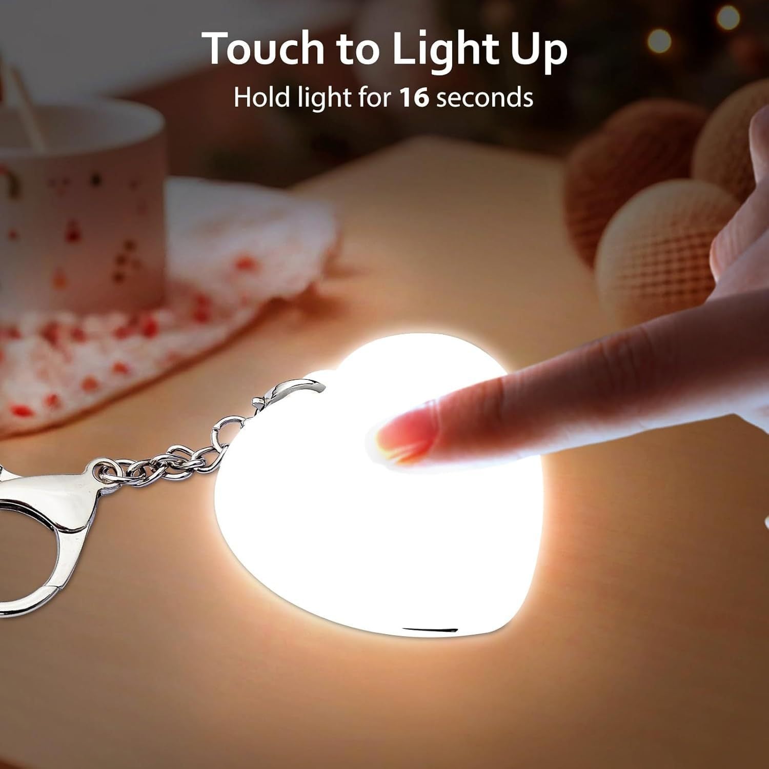 Heart-shaped LED Light 3-color Touch-sensitive Heart Keychain