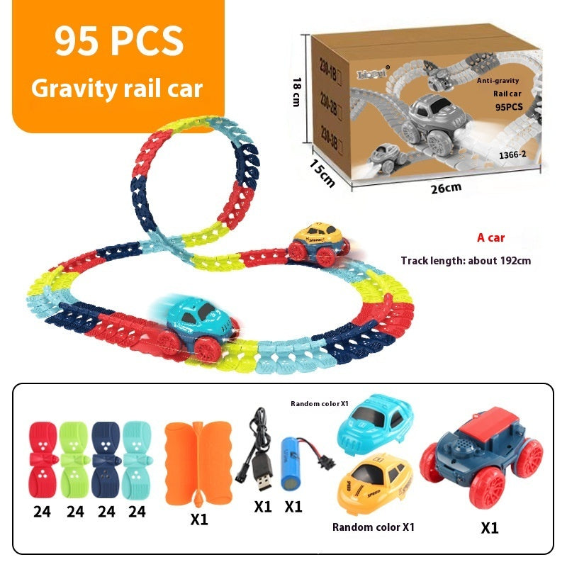 Electric Rail Car Assembled Changeable Train Light Anti-gravity Roller Coaster Racing Toy