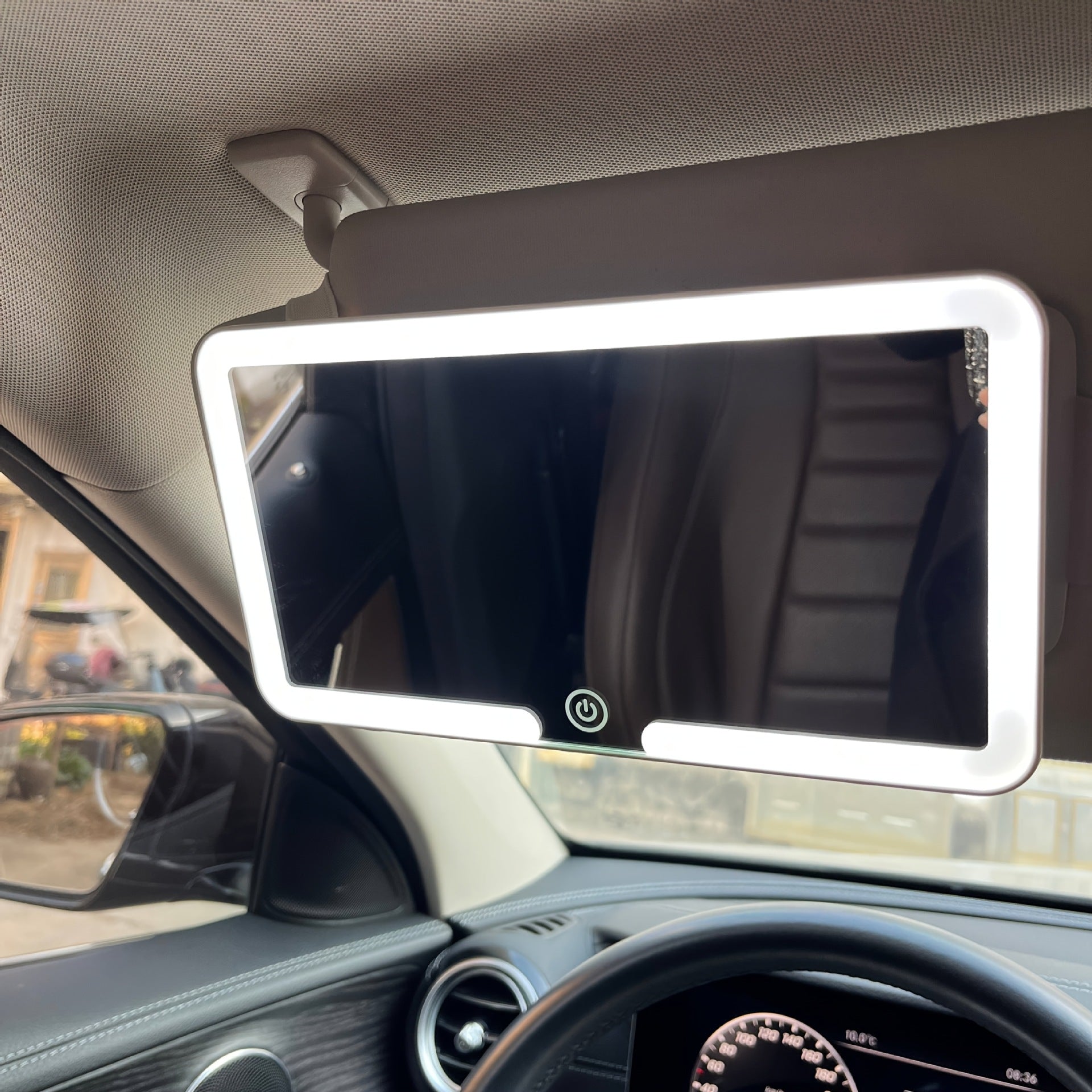 Car Makeup Mirror Sun Visor Co-pilot LED Three-color Adjustable Makeup Mirror