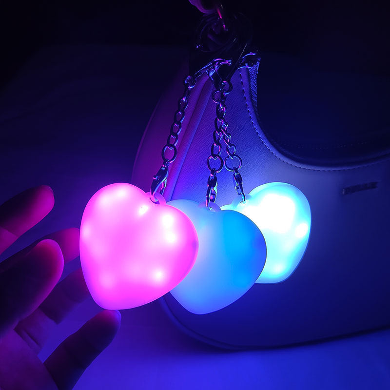 Heart-shaped LED Light 3-color Touch-sensitive Heart Keychain